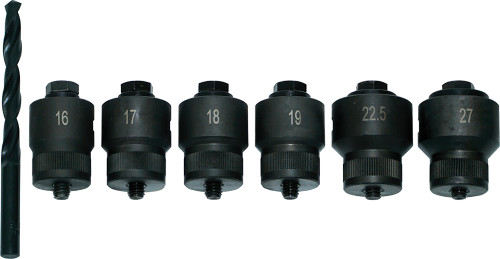 PG319 - DÉCOUPE DES TROUS POUR CAPTEUR DE PARE-CHOCS, 6 DIAMÈTRES DE TROUS : 16 MM, 17 MM, 18 MM, 19 MM, 22,5 MM, 27 MM