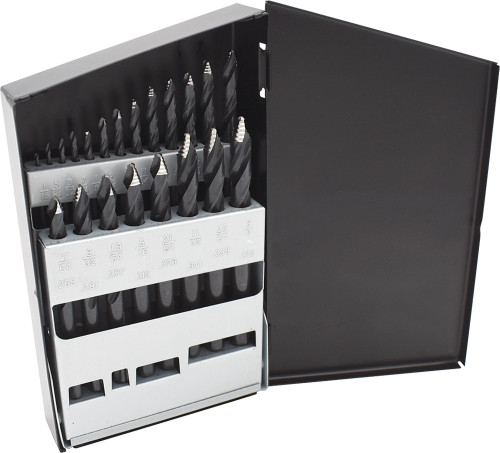 PG117 - ONYX 21-PC TURBOSTEP HSS MECHANICS LENGTH DRILL BIT SET, 1/16" - 3/8"