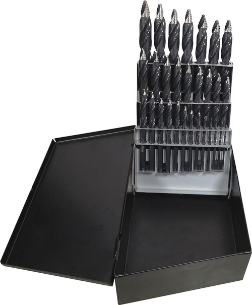 PG111 - ONYX 29-PC TURBOSTEP HSS REDUCED SHANK MECHANICS LENGTH DRILL BIT SET, 1/16" - 1/2"