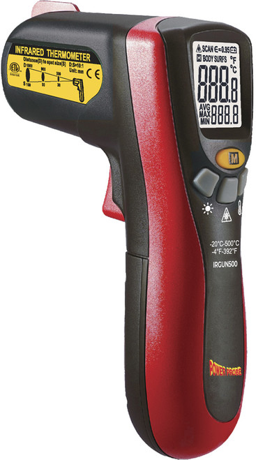 10:1 NON-CONTACT INFRARED LASER THERMOMETER, -20°C TO 500°C (-4°F TO 932°F)