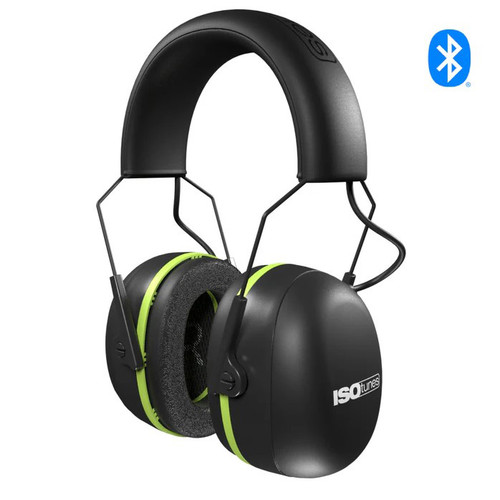 ISOTUNES AIR DEFENDER BLUETOOTH EARMUFF- NOIR / VERT DE SÉCURITÉ, 24 NRR