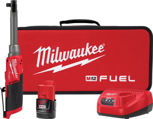 PG74 - 3/8" DRIVE M12 FUEL™ EXTENDED REACH HIGH SPEED RATCHET KIT, 450 RPM, 35 FT-LB MAX. TORQUE, 120 FT-LB MANUAL TORQUE