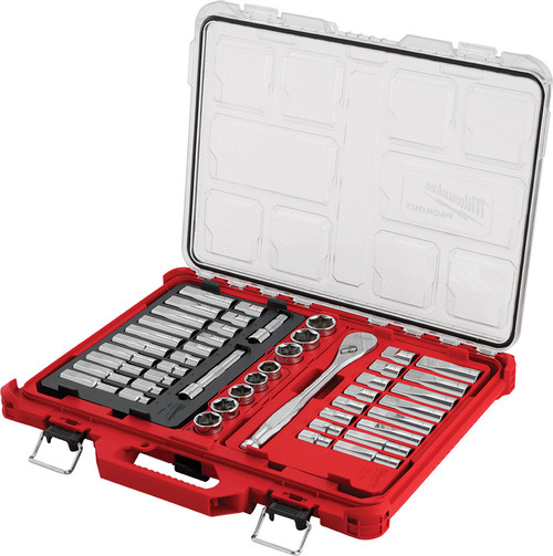 PG137 - 47-PC 1/2" DR. RATCHET & SOCKET SET W/PACKOUT™ ORGANIZER, STD. & DEEP, 6-PT., 1/2" TO 1-1/8" & 10-24MM