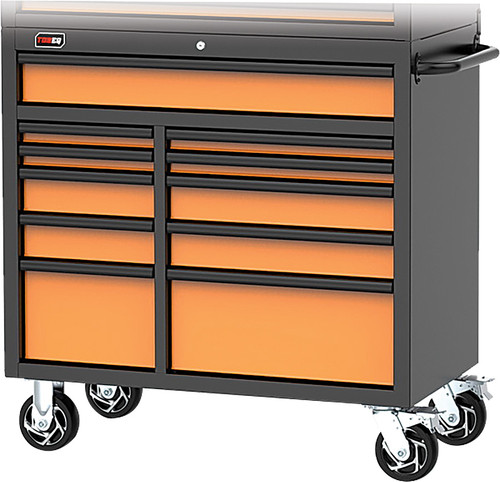 PG198 - ARMOIRE À ROULEAUX 41" AVEC 11 TIROIRS, ORANGE/NOIR