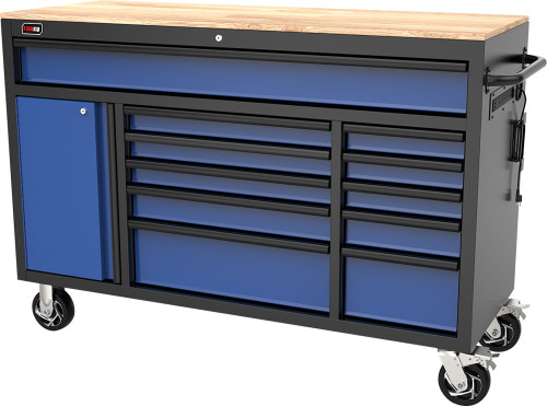 PG213 - ARMOIRE ROULANTE DE 61" À 11 TIROIRS, BLEU/NOIR