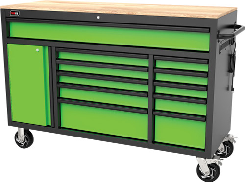 PG213 - 61" 11-DRAWER ROLLER CABINET, LIME GREEN/BLACK
