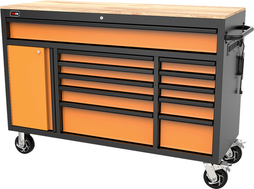 PG216 - 61" 11-DRAWER ROLLER CABINET, ORANGE/BLACK