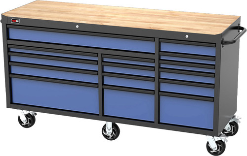 PG213 - ARMOIRE ROULANTE DE 72" À 15 TIROIRS, BLEU/NOIR