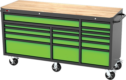 PG213 - 72" 15-DRAWER ROLLER CABINET, LIME GREEN/BLACK