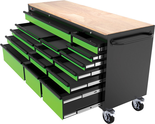 PG216 - 72" 15-DRAWER ROLLER CABINET, LIME GREEN/BLACK
