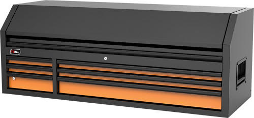 PG213 - COMMODE 61" À 6 TIROIRS, ORANGE/NOIR