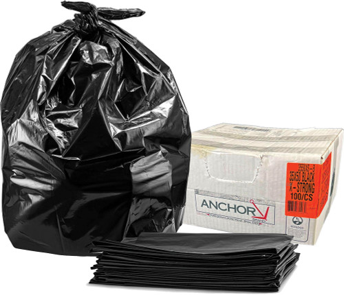 SACS À ORDURES ANCHOR X-STRONG, NOIRS, 35 » X 50 », CAISSE DE 100 SACS
