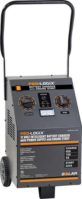 PG21 - Chargeur de batterie sur roues 12 V 40/15/5 A avec mode d'alimentation stable et démarrage du moteur