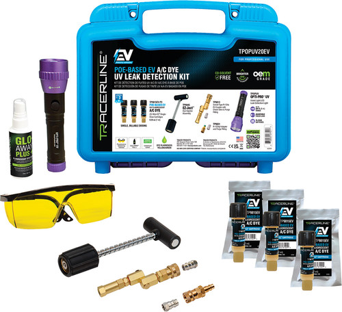 PG407 - POE-BASED EV A/C DYE COMPLETE UV LEAK DETECTION KIT, COMPATIBLE WITH R1234YF & R134A