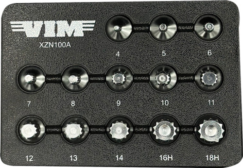 PG154 - 13-PC PRISE 3/8" XZN JEU DE SOCKETS À EMBOUT COURT, XZN 4-14, INVIOLABLE XZN 16H & 18H