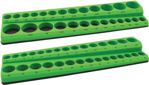 PG205 - 2-PC 3/8" DR. SHALLOW & DEEP MAGNETIC SOCKET HOLDER SET, SAE FROM 1/4"-1" & METRIC FROM 6-20MM