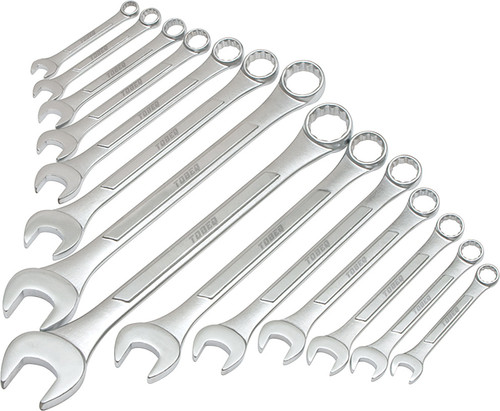 PG166 - 14-PIECE SAE RAISED PANEL COMBINATION WRENCH SET, 3/8" TO 1-1/4", WITH ROLL POUCH