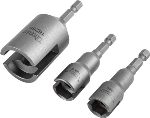 PG175 - ENSEMBLE D’ENTRAÎNEMENT À ÉCROU D’AILERON FENDU DE QUALITÉ IMPACT 3 PIÈCES, 7/16 », 1/2 », 15/16 » (9, 12, 15 MM), JAMBE HEX 1/4 »