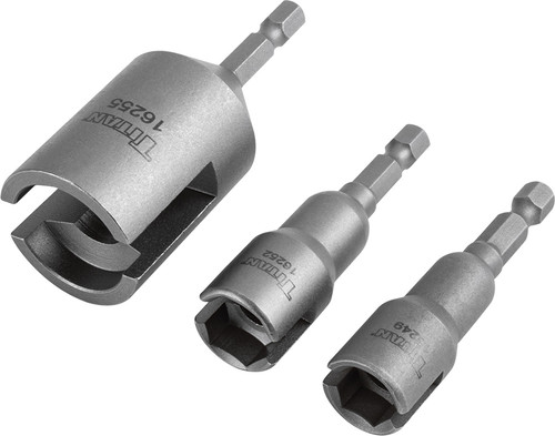PG168 - ENSEMBLE DE CONDUIT À ÉCROU D’AILE FENDU DE QUALITÉ IMPACT 3 PIÈCES, 7/16 », 1/2 », 15/16 » (9, 12, 15 MM), JAMBE HEX 1/4 »