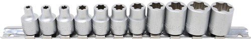 PG150 - 11-PC 3/8" DR. FLAT-CUT FEMALE TORX SOCKET SET FOR LOW PROFILE FASTENERS, E5-E20