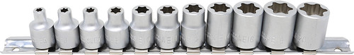 PG159 - 11-PC 3/8" DR. FLAT-CUT FEMALE TORX SOCKET SET FOR LOW PROFILE FASTENERS, E5-E20