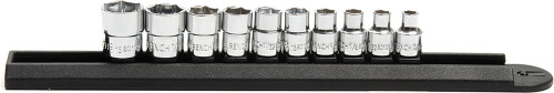 PG145 - 10-PC 1/4" DRIVE 6 POINT STUBBY SOCKET SET SAE, 3/16"-9/16"