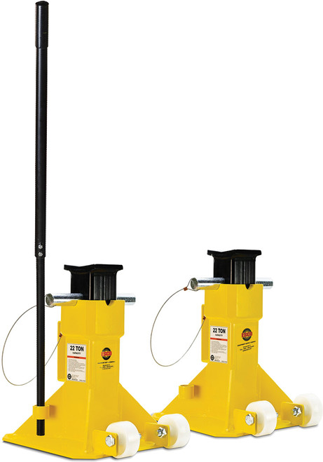 PG232 - 22 TON EZ-WHEEL JACK STANDS (PAIR) W/ TRANSPORTATION HANDLE, 3-POSITION HEIGHT: 13.5"/16.5"/20"