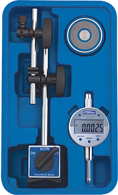 PG335 - ENSEMBLE DE BASE MAGNÉTIQUE À RÉGLAGE FIN AVEC INDICATEUR ÉLECTRONIQUE INDI-X BLEU, 1"/25MM