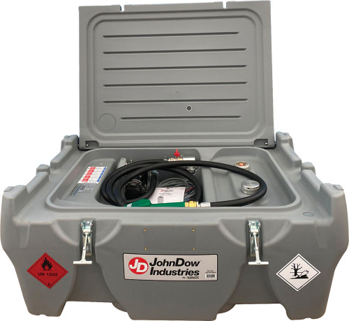 PG257 - 58 GALLON LOW-PROFILE DIESEL CARRYTANK FOR PICKUP TRUCK BEDS, 12V PUMP, 10 GPM, AUTOMATIC NOZZLE