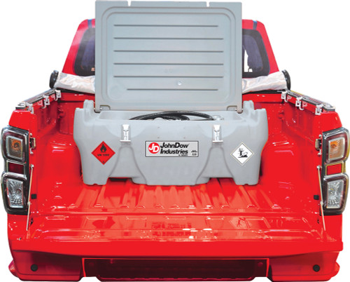 PG241 - 58 GALLON LOW-PROFILE DIESEL CARRYTANK FOR PICKUP TRUCK BEDS, 12V PUMP, 10 GPM, AUTOMATIC NOZZLE