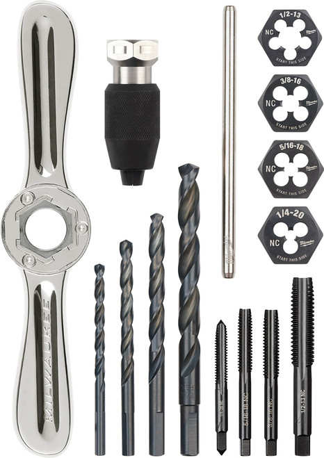 15PC SAE TAP AND DIE SET WITH HEX-LOK™ 2-IN-1 HANDLE
