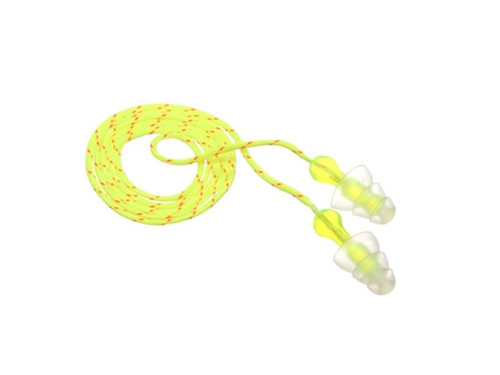 3M™ Tri-Flange Earplugs, P3001, yellow, corded BOX OF 100