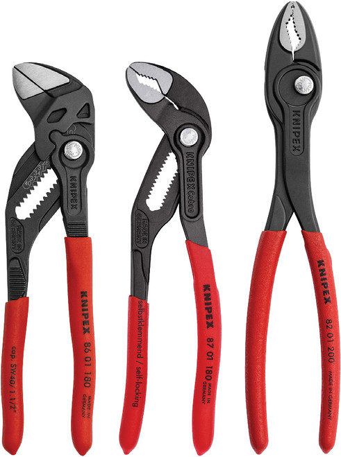 PG186 - 3-PC TOP SELLING PLIERS SET: 8" TWINGRIP PLIERS, 7-1/4" PLIERS WRENCH, 7-1/4" COBRA® WATER PUMP PLIERS