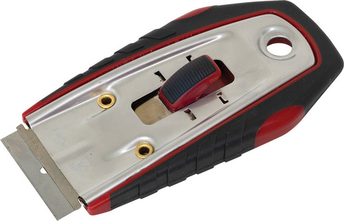 PG118  -  4-1/4" LONG RETRACTABLE RAZOR BLADE SCRAPER, INCL. 1.5" STEEL RAZOR BLADE