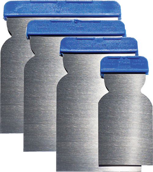 PG309 - 4-PC STAINLESS STEEL SPREADERS SET, 5", 4, 3" & 2" (FOR FILLERS, RESIN, PUTTY, SEAM SEALERS, ETC.)
