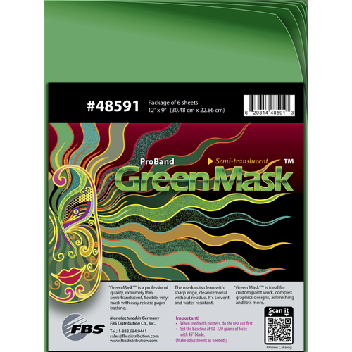 GREEN MASK - SEMI-TRANSLUCENT - 12" X 11 YD. (30.5CM X 10M)