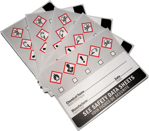PG282 - LABELS D’IDENTIFICATION WHMIS AVEC FILM PROTECTEUR, PAQUET DE 5 POUCES DE 3 » X 4 »,