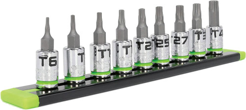 PG123 - 9-PC 1/4" DR. RPT TORX DRIVER SET, T6-T40