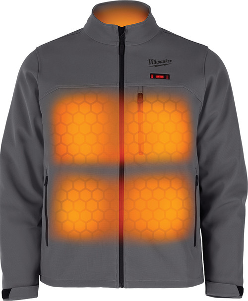 (GRAND) ENSEMBLE DE VESTE CHAUFFANTE TOUGHSHELL GRISE AVEC BATTERIE/CHARGEUR/CÂBLE USB-C M12 CP3.0