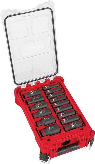 PG - 15-PC 1/2" DRIVE SAE SHOCKWAVE™ IMPACT SOCKET SET IN PACKOUT™ ORGANIZER, 3/8" TO 1-1/2"