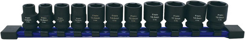 11-PIECE 3/8" DRIVE 1/2"SIZE SOCKET SET - 9.5-19.5mm FOR UNDERSIZED, SWOLLEN OR DAMAGED HARDWARE