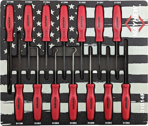 PG205 - 14-PC MINI HAND TOOL SET (HOOK, PICS, PRY BARS, SLOTTED, PHILLIPS & TORX SCREWDRIVERS)