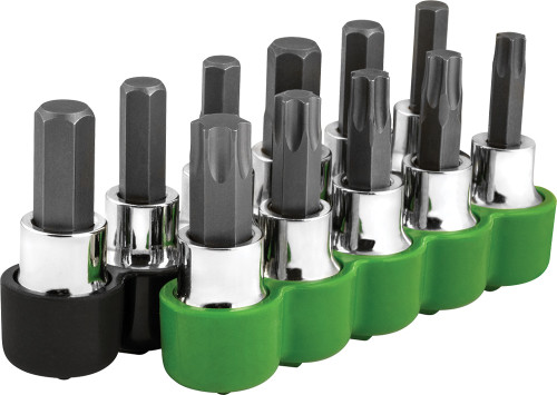 PG325 - 11-PC PRISE 3/8" JEU DE DOUILLES POUR ÉTRIER DE FREIN, HEXAGONAL 1/4 »- 3/8 » & 7MM-10MM, TORX T40-T55