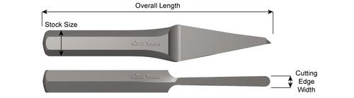 6 in (152.4 mm); 3/8 in (9.5 mm) Stock Size; 5/32 in (4.0 mm) Cutting Edge Width; Hand Cape Chisel