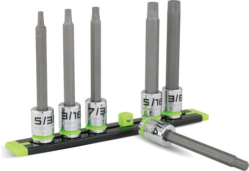 PG121 - 6-PC 3/8'' DR LONG SAE RPT HEX DRIVER SET, 5/32-3/8"