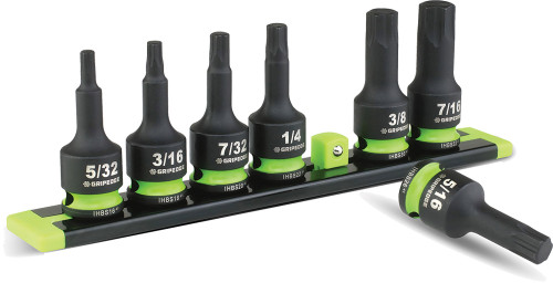 PG108 - 7-PC 3/8'' DR SHORT SAE IMPACT RPT ENSEMBLE DE PILOTES HEXAGONAUX, 5/32-7/16"
