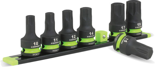 PG114 - 7-PC 1/2" DR SHORT METRIC IMPACT RPT HEX DRIVER SET, 10-19 MM