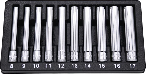 PG147 - 8-PC 3/8" DRIVE 6 PT. EXTRA DEEP 4.75" LONG METRIC SOCKET SET, 8MM-17MM