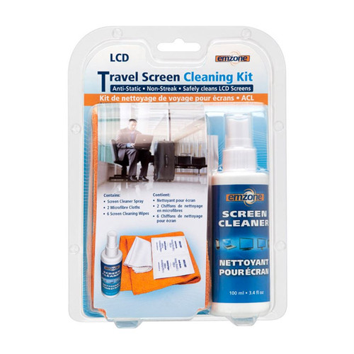 KIT DE NETTOYAGE D’ÉCRAN DE VOYAGE (SPRAY, CHIFFONS, LINGETTES)