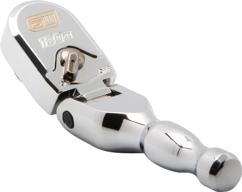 PG141 - 5" LONG 3/8" DR. FULL POLISH STUBBY FLEX HEAD TEARDROP RATCHET, 120XP